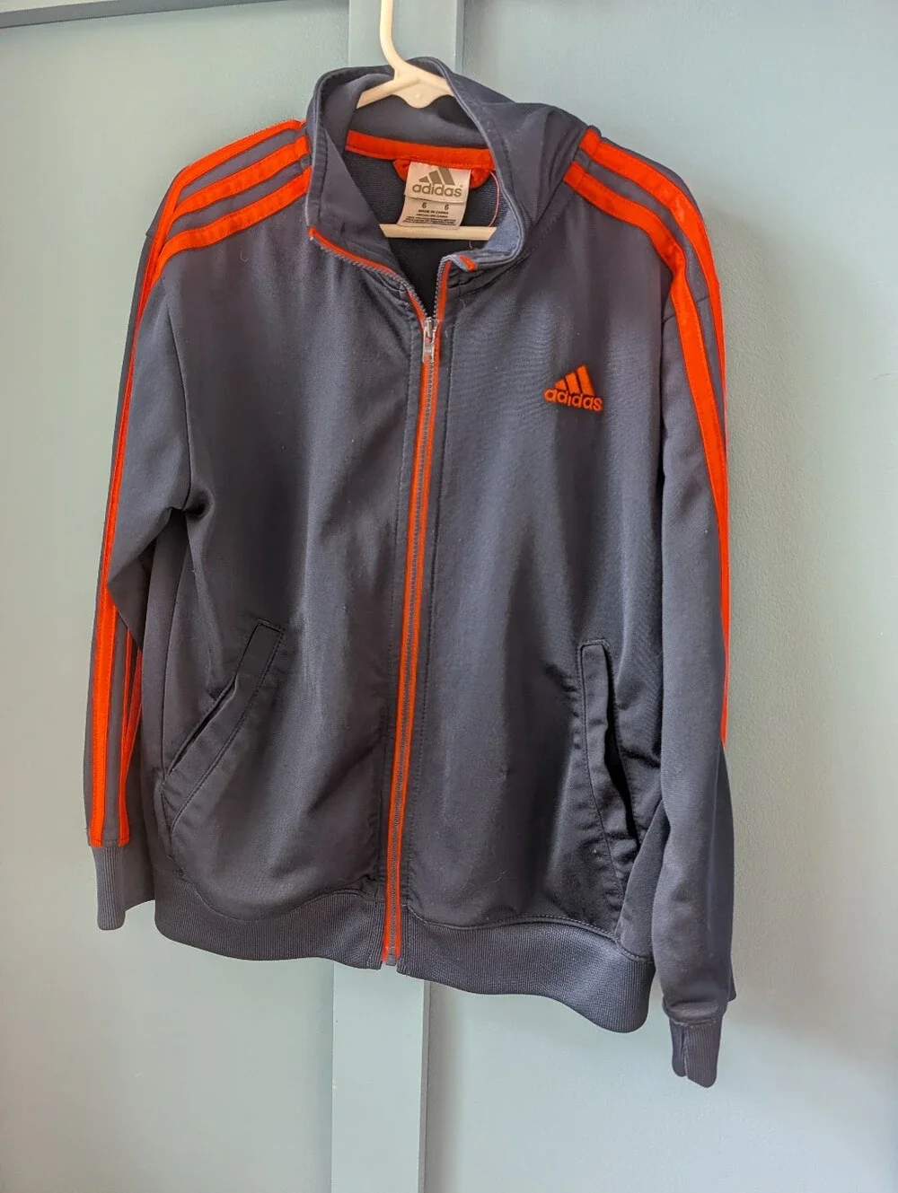 adidas Kids Navy & Orange Zip-Up Track Jacket